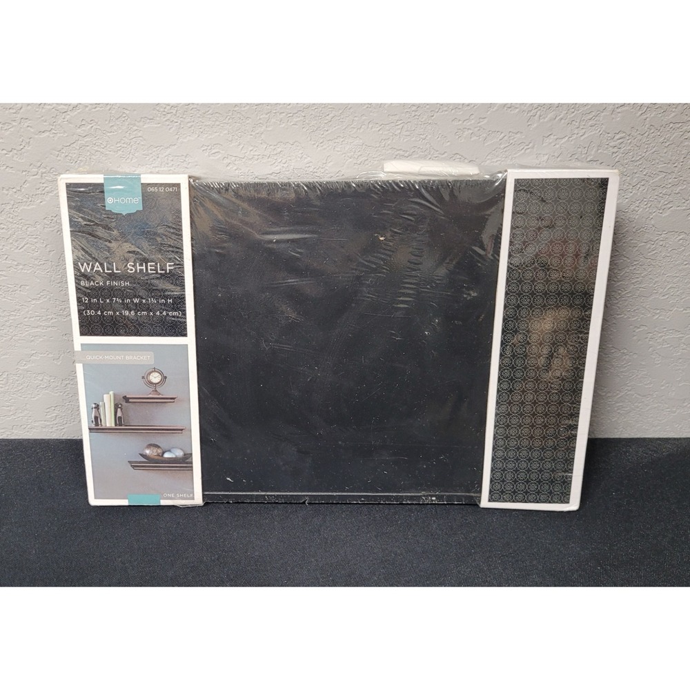 Home Black Finished Floating Wall Shelf 12 in L x 7.75 in W x 1.75 in H New